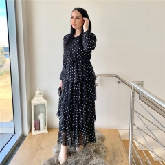 2020 Fashion chiffon polka dot maxi dress