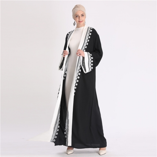 2020 high quality pretty long open abaya with embroidery