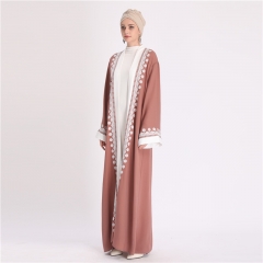 2020 high quality pretty long open abaya with embroidery