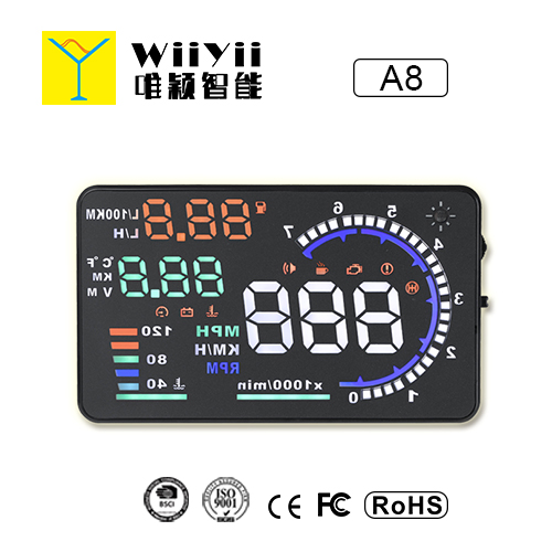 A8 Hot selling 5.5 Inch Multi-color OBD2 HUD Head Up Display