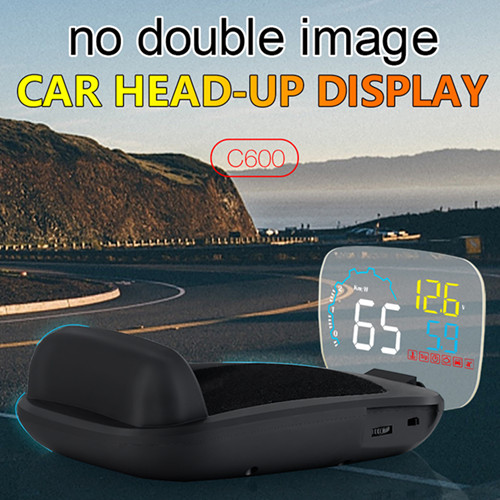 New C600 multi-color HD LED OBD2 car HUD heads-up display Big screen with adjustable reflection board more clear display multi-function
