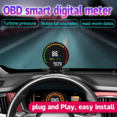 Latest P15 3 Inch LCD Screen Trip computer OBD2 Smart Digital Meter HUD Turbo pressure Clock Display