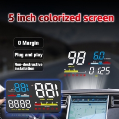 New D5000 car Head Up Display OBD2 HUD display with big screen Multi-color