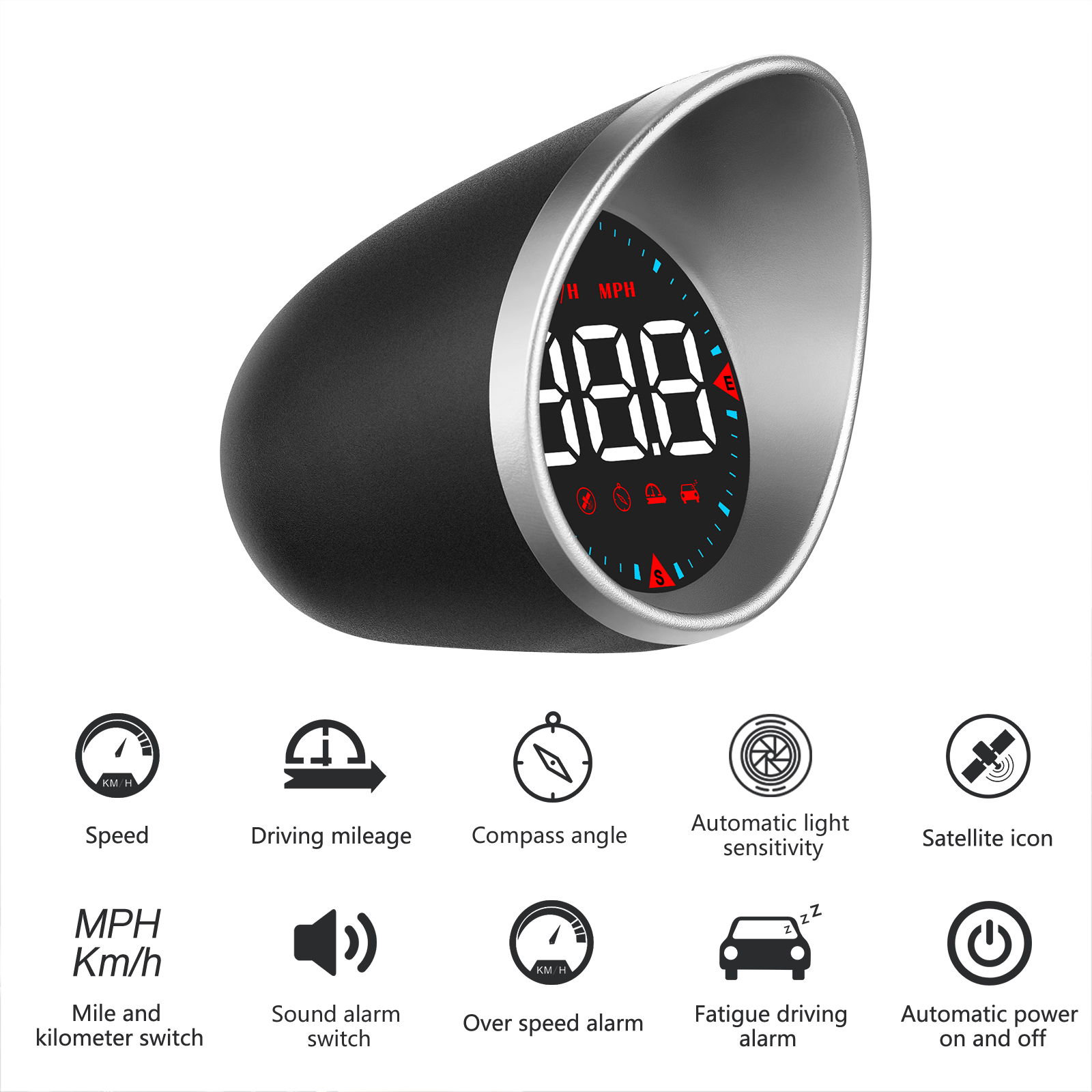 wiiyii Universal Car HUD Head Up Display T900, with Satellite Clock, S