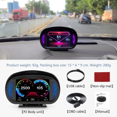 WiiYii P2 OBD Meter Car Racing Gauge HUD OBD2 Gauge+GPS Slope meter+ RGB lights