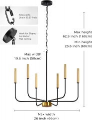 6-Light Black and Gold Farmhouse Chandelier