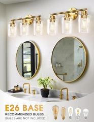 3-Light Golden Bathroom Vanity Lamp