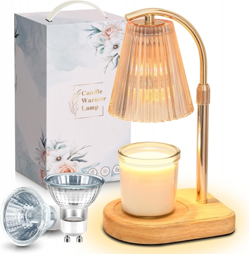 Oval Base Golden Candle Warmer Lamp With Timer