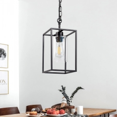 1-Light Industrial Metal Lantern Pendant Light