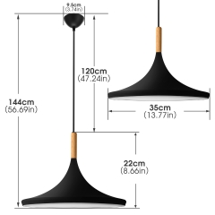 Saucer-Type Matte Black Pendant Light