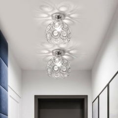 1-Light Silver Crystal Ceiling Light