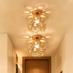 1-Light Golden Crystal Ceiling Light