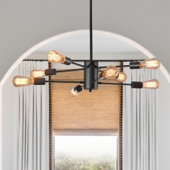 8 Lights Black Unique Modern Linear Chandelier