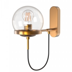 Globe Glass Shape Golden Wall Lamp