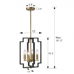 4-Light Art Candlestick Pendant Light