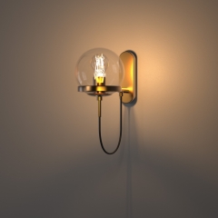 Globe Glass Shape Golden Wall Lamp