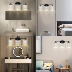3-Light Modern Black Bathroom Vanity Lights