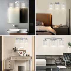 3-Light Modern Silver Bathroom Vanity Lights