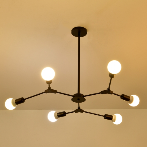 6-Light Black Brushed Brass Sputnik Chandelier