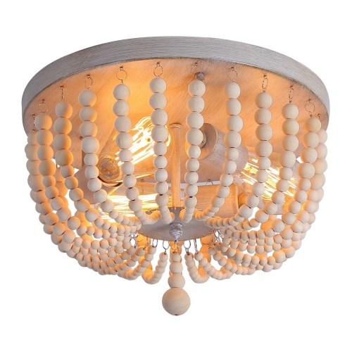 Wooden Boho Beads 3-Light Ceiling Light