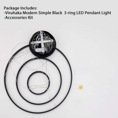 LED 3-Ring Circle Design Hanging Ceiling Light