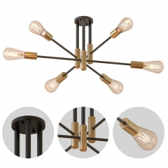 6-Lights Black and Gold Sputnik Chandelier