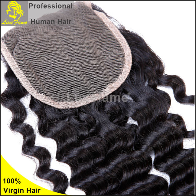 Luxefame hair Remy Hair Brazilian 7a deep wave Lace Closure, 4"*4" Swiss Lace with 130% density Free Shipping