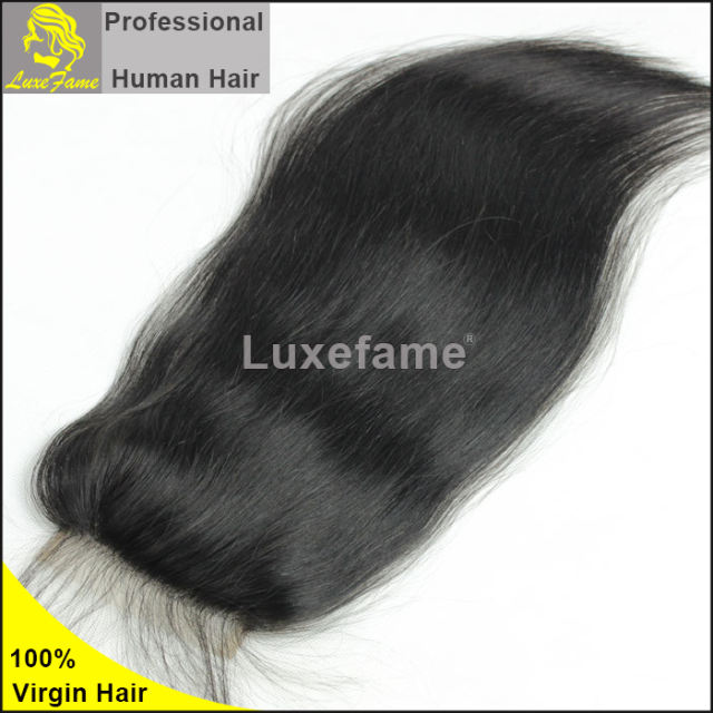 Luxefame hair Remy Hair Brazilian 7a Natural Straight Lace Closure, 4"*4" Swiss Lace with 130% density Free Shipping