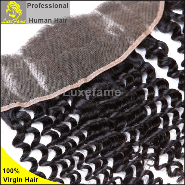 Luxefame 13"*4" Free Part Loose Wave Lace Frontal Brazilian Remy Hair with Bleached Knots 100% Human Hair