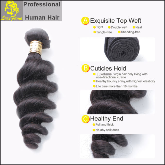 8A virgin Peruvian hair Loose wave 3pcs/pack free shipping