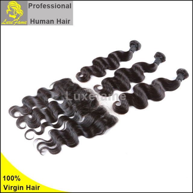 Grade 7A 3PCS Brazilian Virgin Hair With Lace Frontal Body Wave For A Full Head Shipping Free