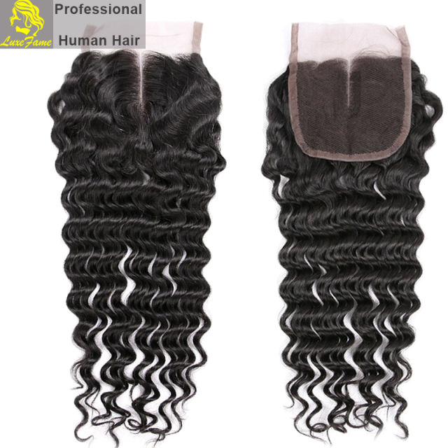 Royal Grade 2/3/4PCS  Virgin Hair With Lace Closure Deep Wave For A Full Head Shipping