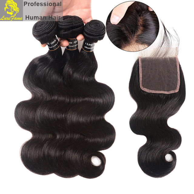 Royal Grade 2/3/4PCS  Virgin Hair With Lace Closure Body Wave For A Full Head Shipping