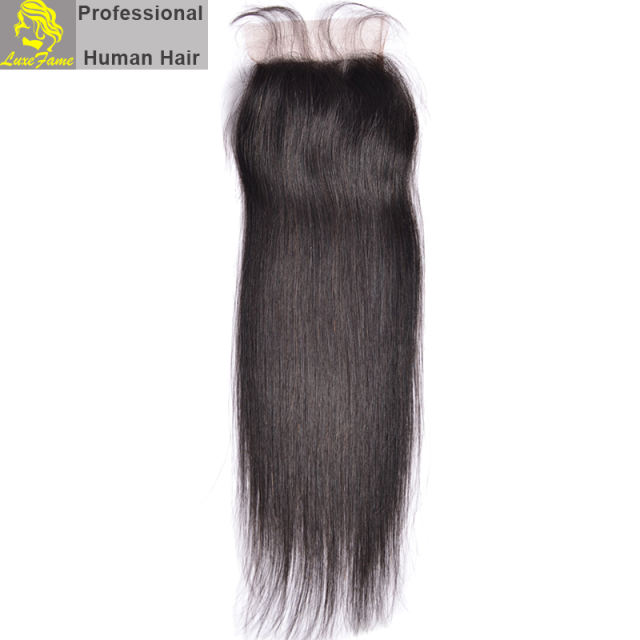 Luxefame hair Remy Hair Brazilian Natural Straight Lace Closure, 4"*4" Swiss Lace with 130% density Free Shipping