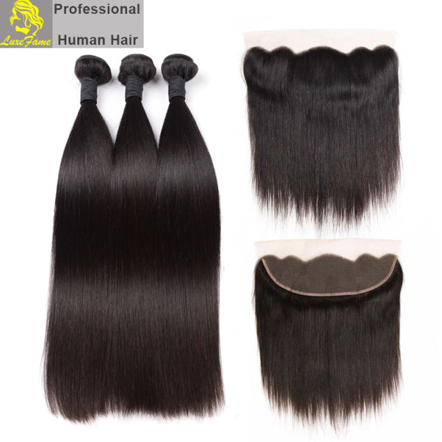 Top Grade 2/3/4PCS Virgin Hair With Lace Frontal Natural Straight For A Full Head Shipping