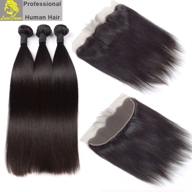 Top Grade 2/3/4PCS Virgin Hair With Lace Frontal Natural Straight For A Full Head Shipping