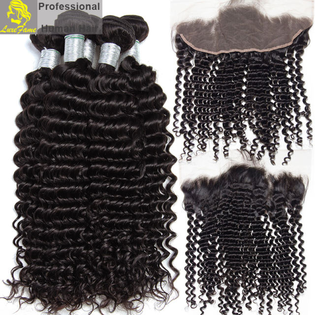 Royal Grade 2/3/4PCS Virgin Hair With Lace Frontal Curly Wave For A Full Head Shipping