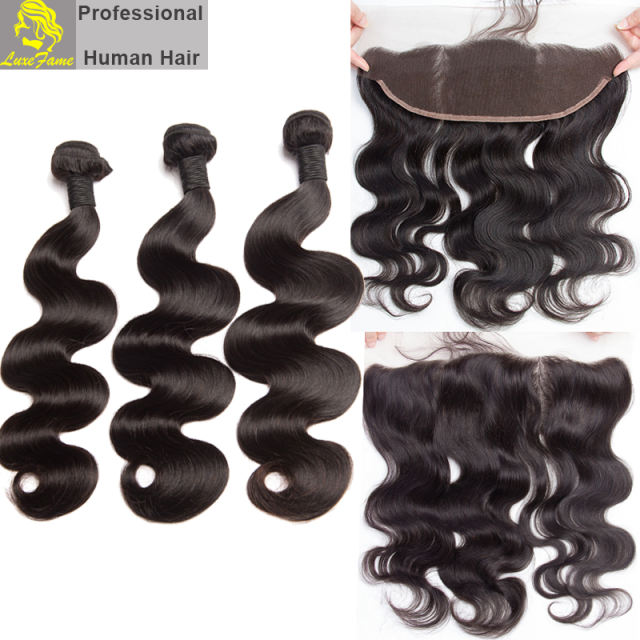 Top Grade 2/3/4PCS Virgin Hair With Lace Frontal Body Wave For A Full Head Shipping