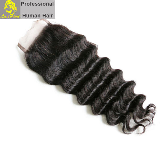 Luxefame hair Remy Hair Brazilian 7a Loose Deep Lace Closure, 4"*4" Swiss Lace with 130% density Free Shipping