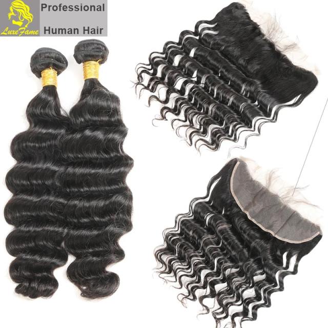 Royal Grade 2/3/4PCS Virgin Hair With Lace Frontal Loose Deep For A Full Head Shipping