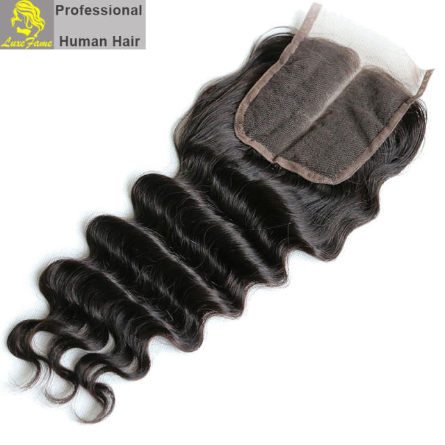 Luxefame hair Remy Hair Brazilian 7a Loose Deep Lace Closure, 4"*4" Swiss Lace with 130% density Free Shipping
