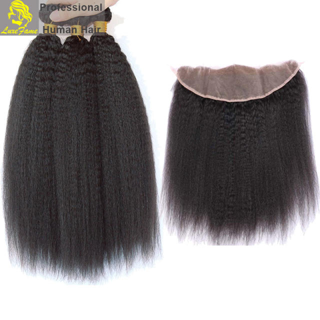 Top Grade 2/3/4PCS Virgin Hair With Lace Frontal Kinky Straight For A Full Head Shipping