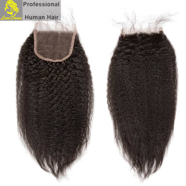 Royal Grade 2/3/4PCS  Virgin Hair With Lace Closure Kinky Straight For A Full Head Shipping