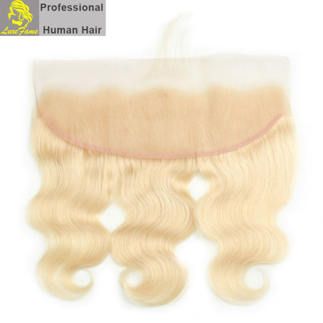 Luxefame 13"*4" Free Part Body Wave Lace Frontal Brazilian Remy Hair with Bleached Knots 100% Human Hair