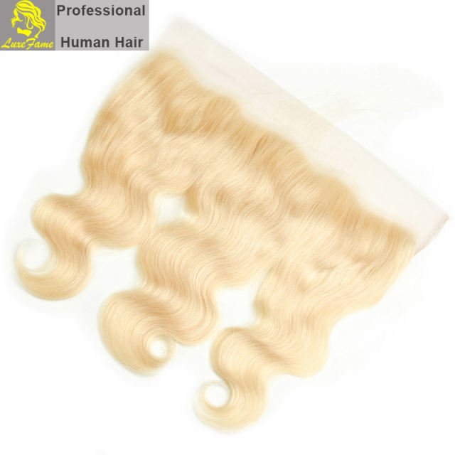 Luxefame 13"*4" Free Part Body Wave Lace Frontal Brazilian Remy Hair with Bleached Knots 100% Human Hair