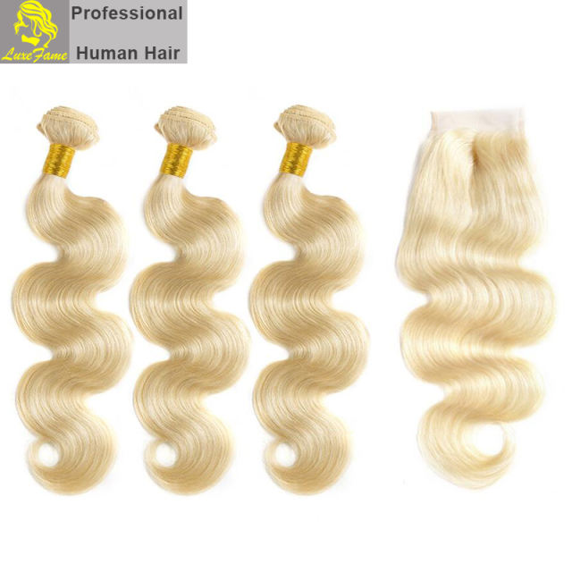 Luxefame hair Remy Hair Brazilian 8A 613 Body Wave Lace Closure, 4"*4" Swiss Lace with 130% density Free Shipping