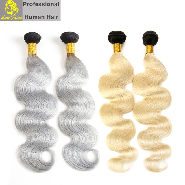 Virgin hair Body Wave Color T#1B/Grey/613# 2pcs or 3pcs or 4pcs/pack free shipping