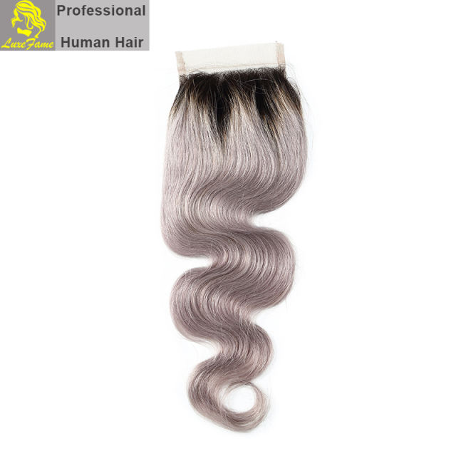 Luxefame hair Remy Hair 9A 1B/Grey Lace Closure