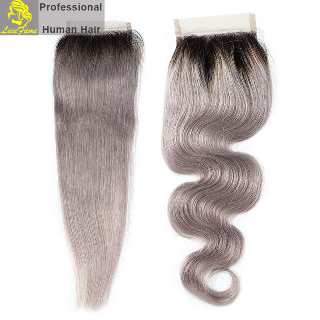 Luxefame hair Remy Hair 9A 1B/Grey Lace Closure