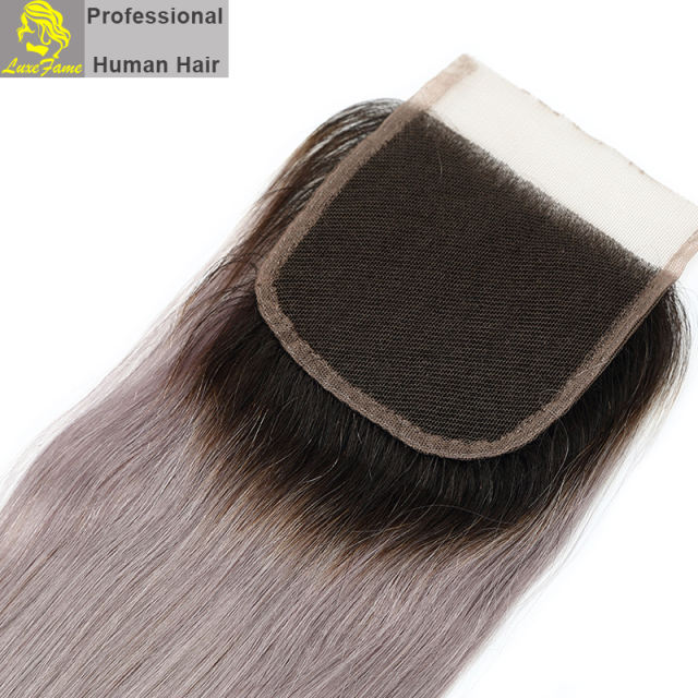 Luxefame hair Remy Hair 9A 1B/Grey Lace Closure